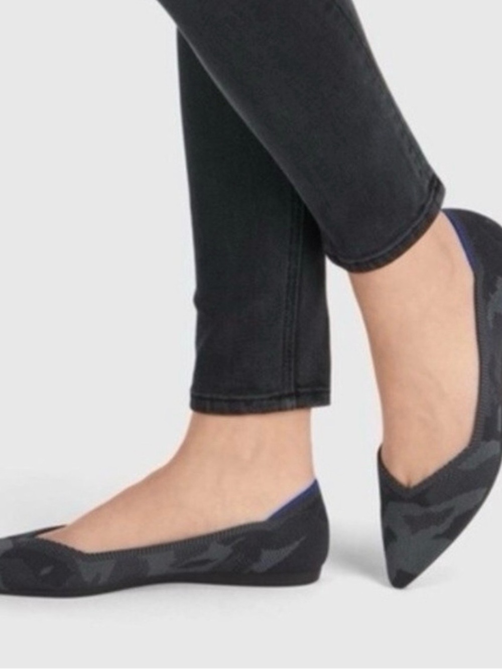 Rothy's Pointed Toe Ballet Flats Black/Gray Camo - size 9